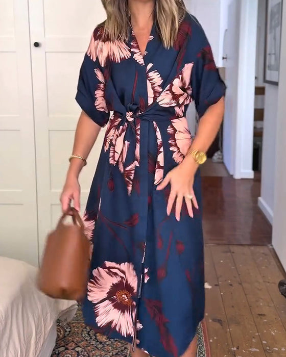 Klänning Blommönstrad Skjorta