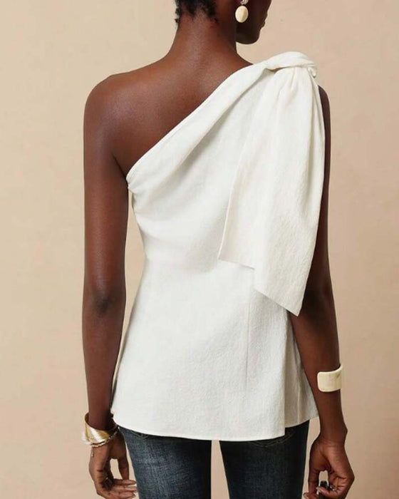 Blus Off-Shoulder Kross Knytning Design