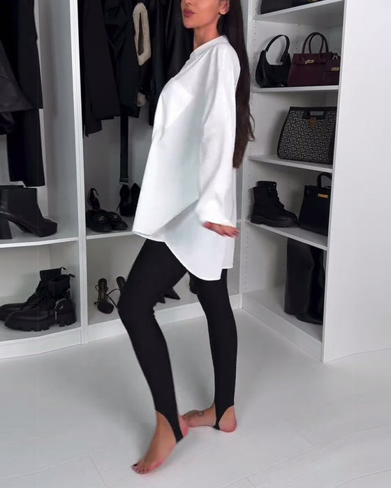 Enfärgade Leggings Med Ankelband