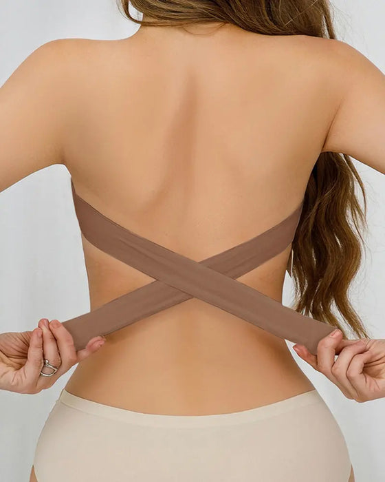 Bh-Topp Axelbandslös Sömlös Sidstängning Korslagd