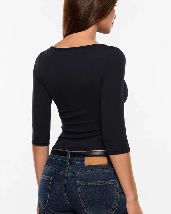 T-Shirt Stilig Armbågslång Ärm Slim Fit Baslager