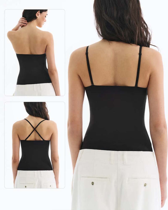 Cami Top Axelbandslös Solid Inbyggd BH