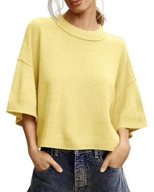 Pullover Enfärgad Loose Fit Casual Halvärm
