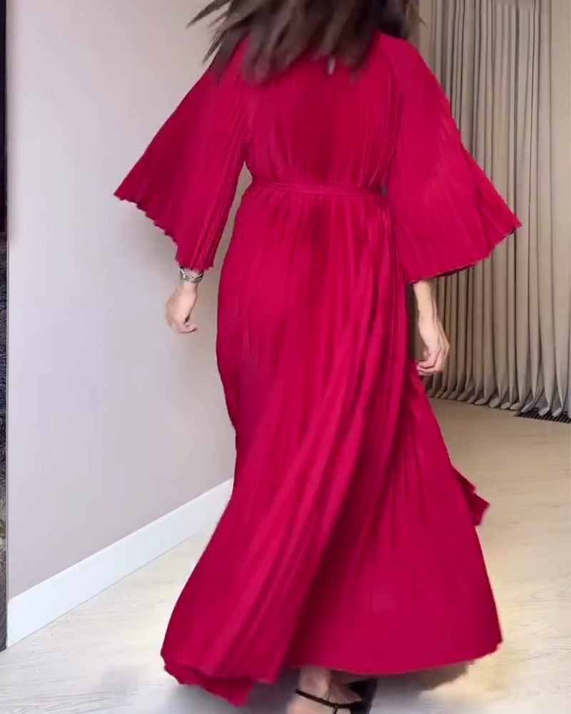 Klänning Modern Rund Halsringning Veckad