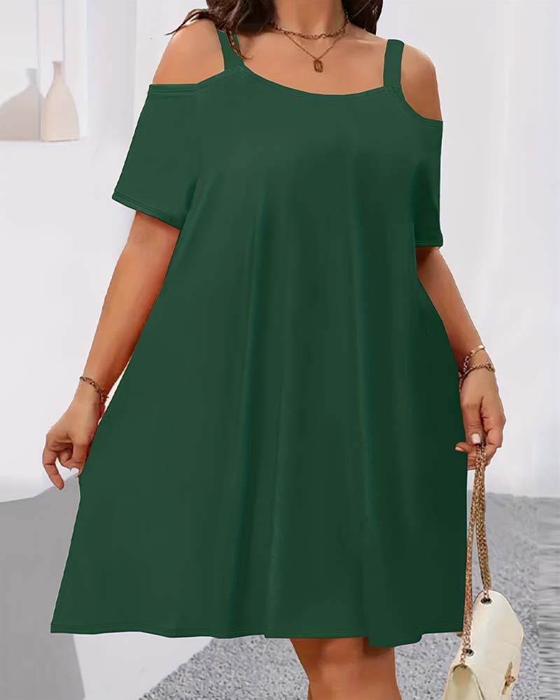 Klänning Enfärgad Off-Shoulder A-Linje