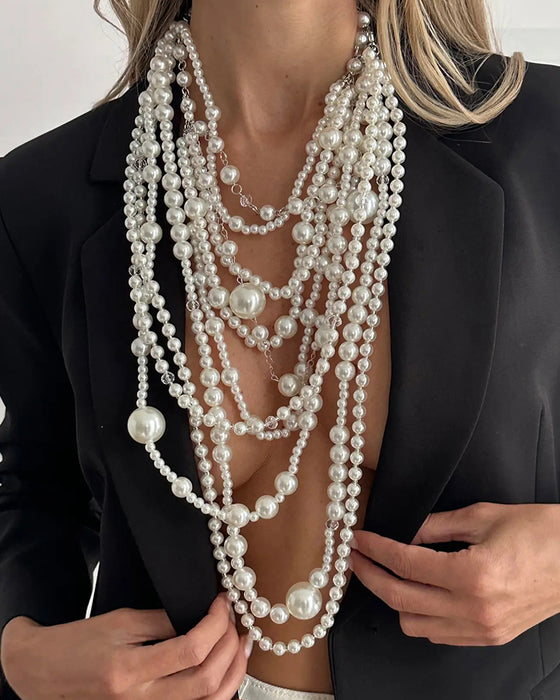 Halsband Flerlagrig Lång Pärla