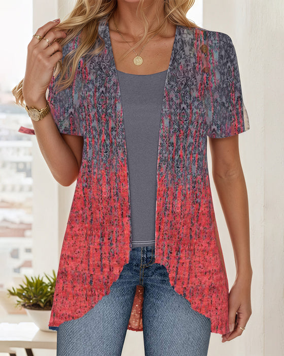 Blus Falsk Tvådelad Kortärmad Oregelbunden