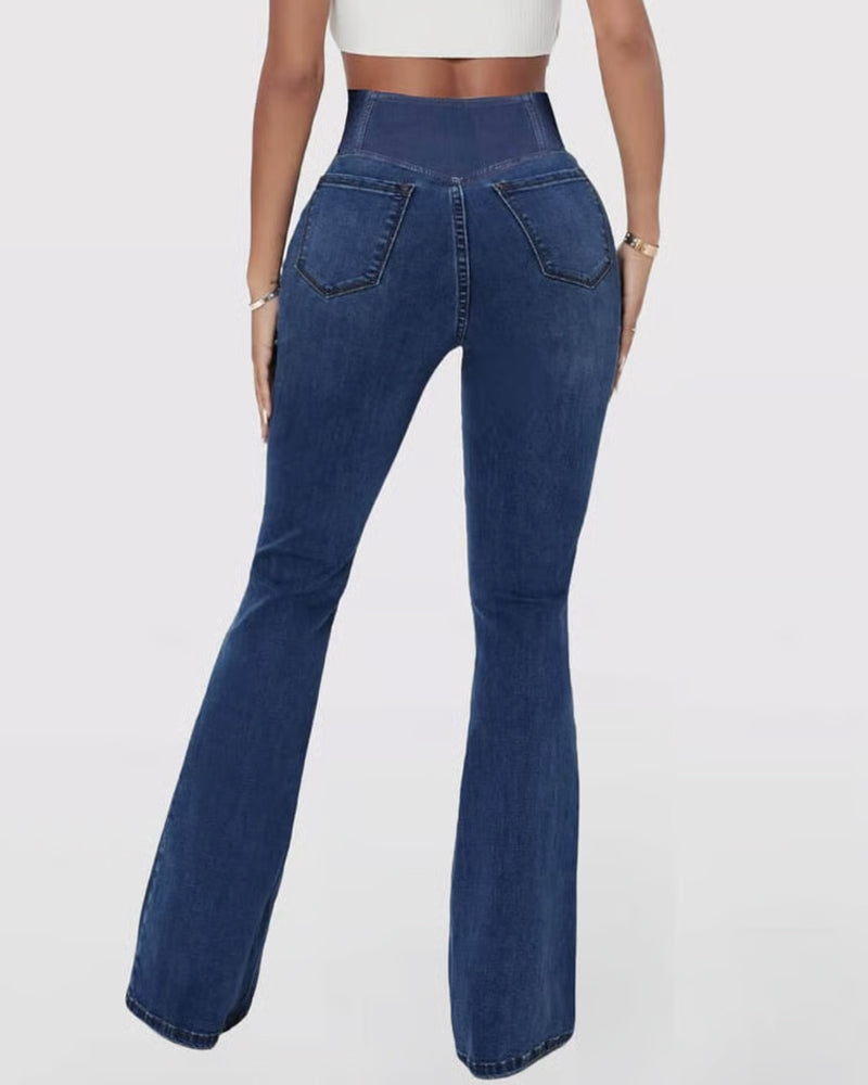 Byxa Hög Stretch Mode Ficka Flare