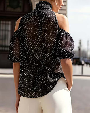 Blus Polka Dot Off-Shoulder