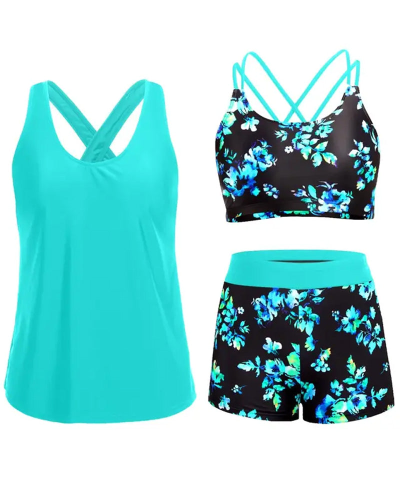 Semester Tryckt Ärmlös Tankini
