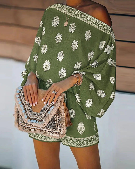 Set Dam 2 Delar Outfit Boho Topp Och Shorts