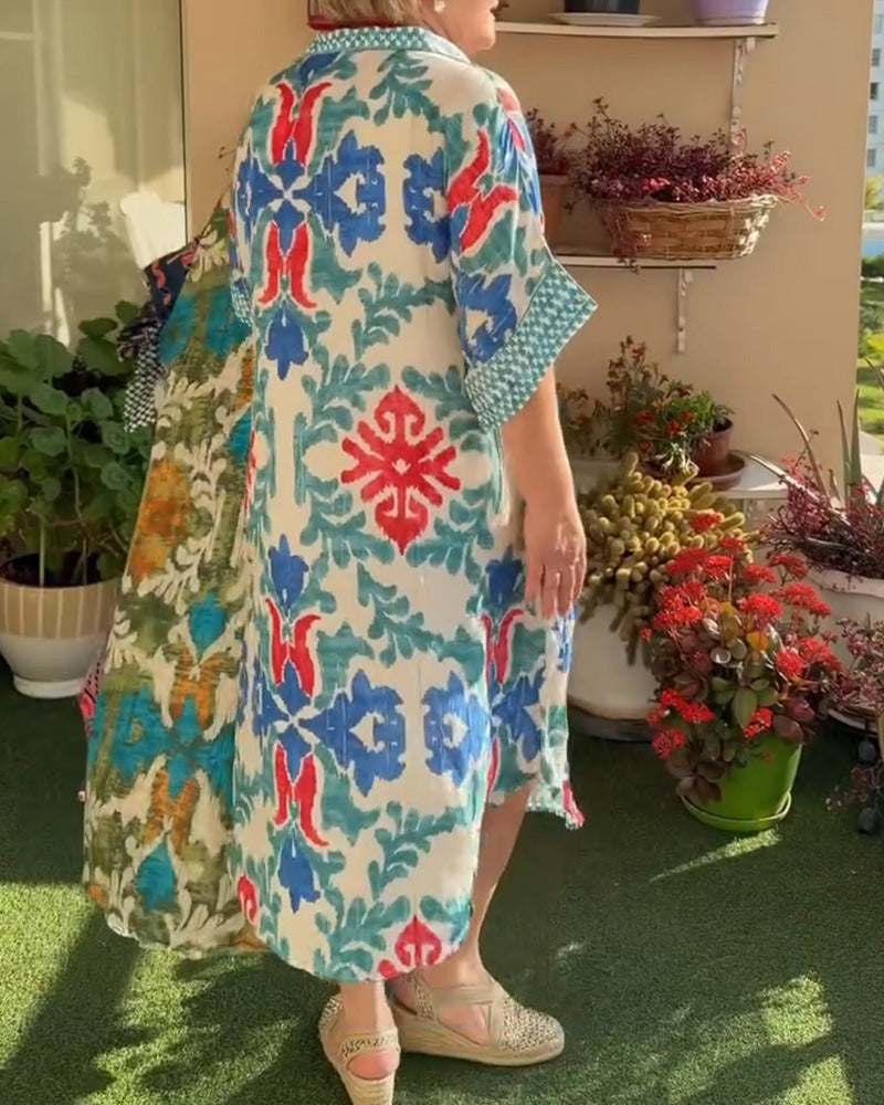 Skjortklänning Bohemiskt Print Loose Fit