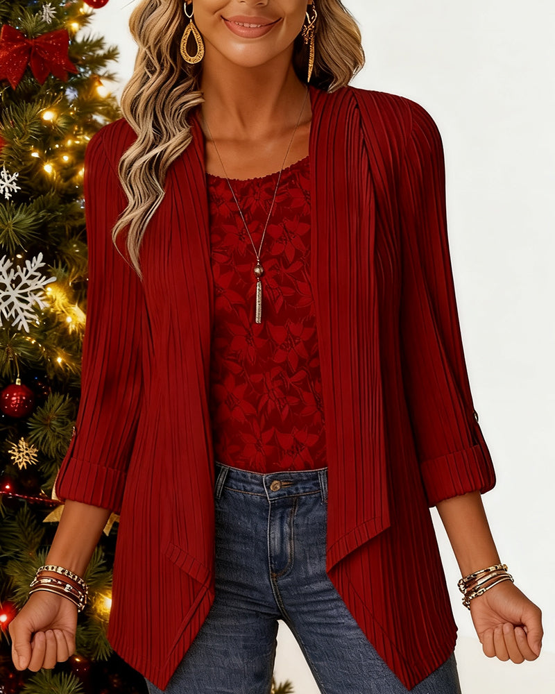 Ribbad Topp Med Faux Tvådelad Look Och Lappverk