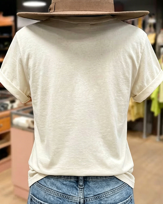 Retroprintad T-Shirt Med Kort Ärm Och Lös Passform