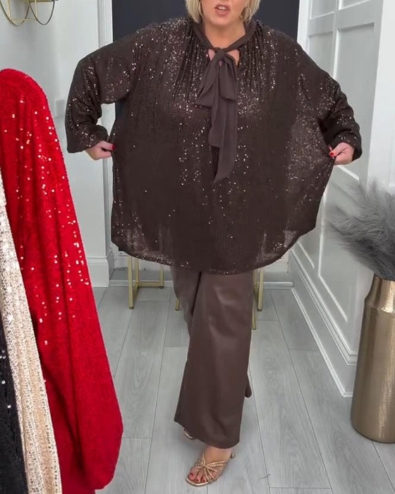 Enfärgad Lösittande Blus Med Lyktärmar