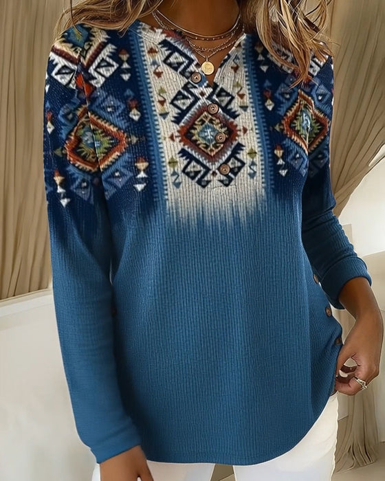 Topp Retrostil Tryckt Casual