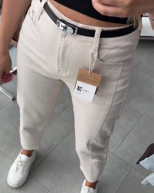 Byxor Högmidjade Casual Raka Ben