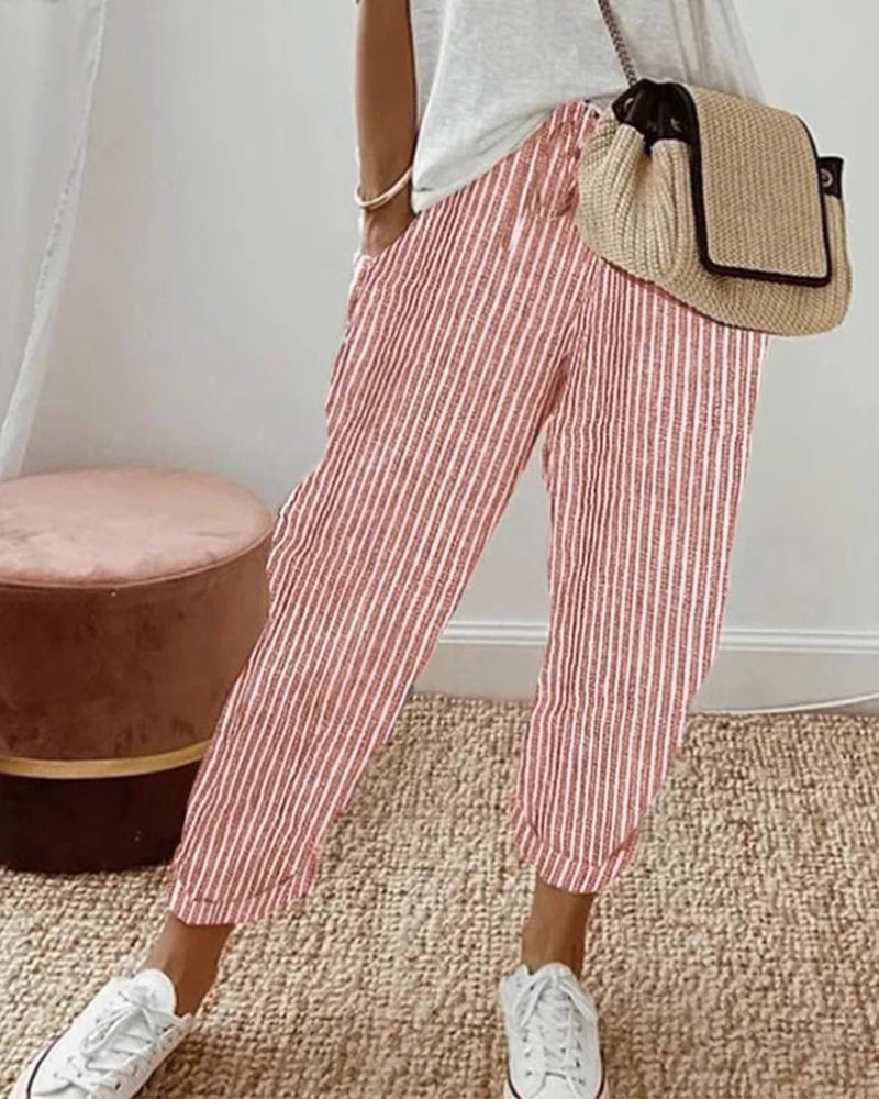 Byxor Casual Randig Croppad