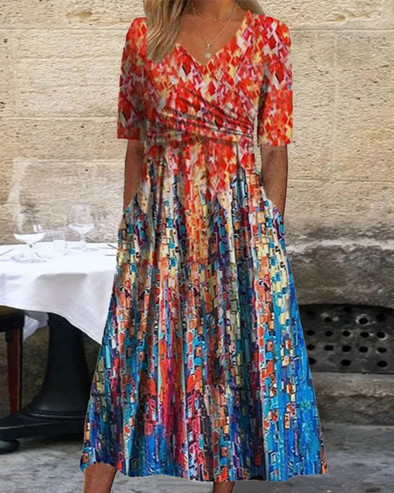 Resortklänning med V-ringad ficka