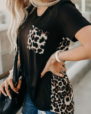 T-Shirt Leopard Tryck Kortärmad