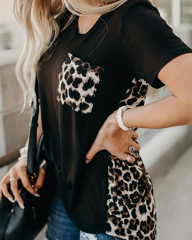 T-Shirt Leopard Tryck Kortärmad