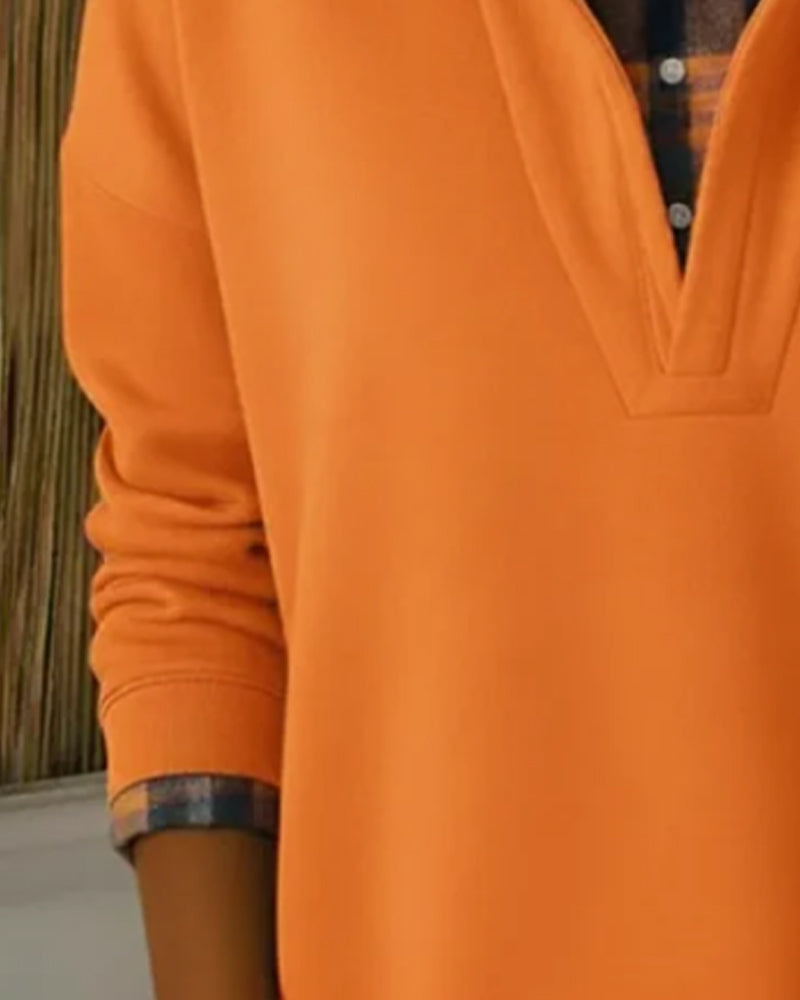 Huvtröja Fejk Tvådelad Rutig Patchwork