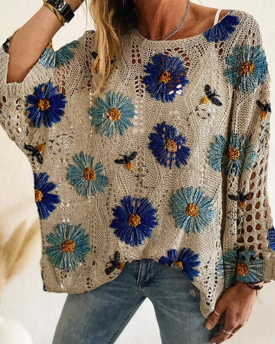 Pullover Omslag Tusensköna Loose Fit Utskuren