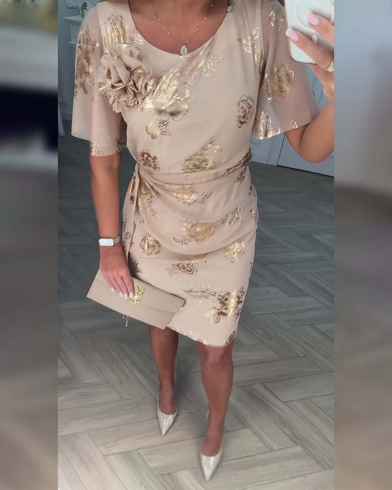 Klänning Bronsering Midjeknäppning Elegant