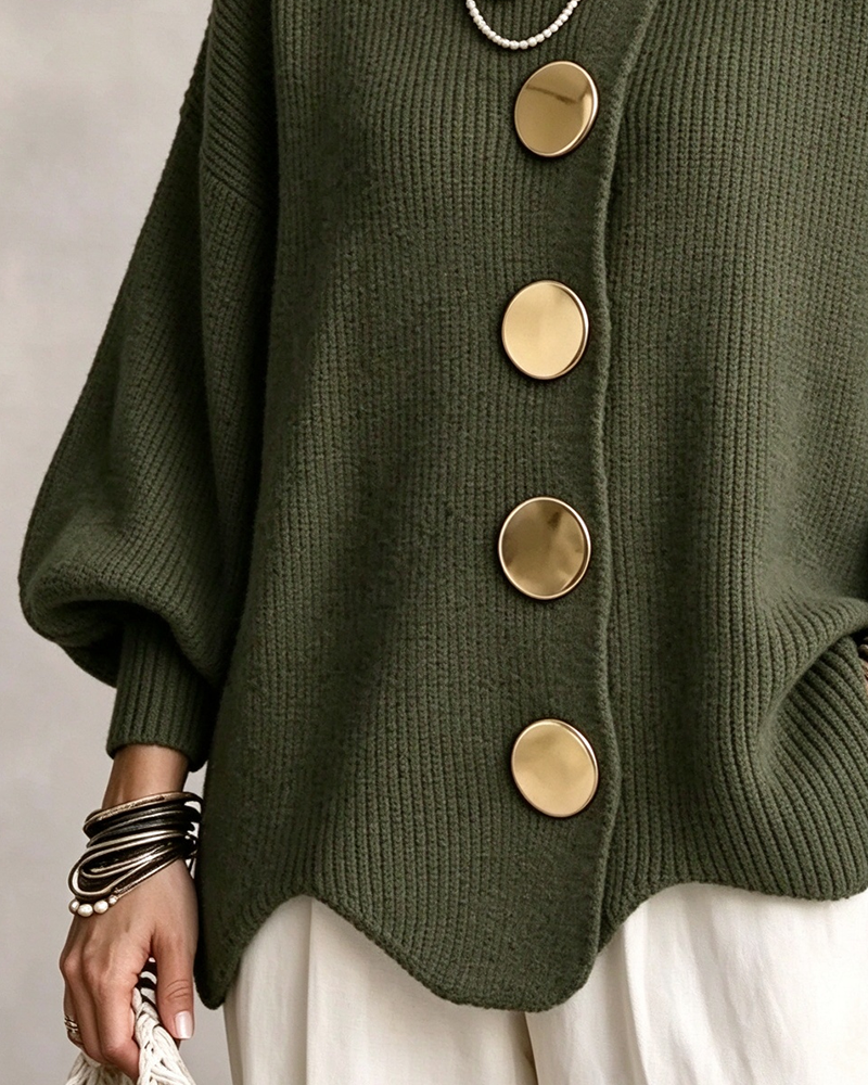 Cardigan Stor Metallknapp Slag