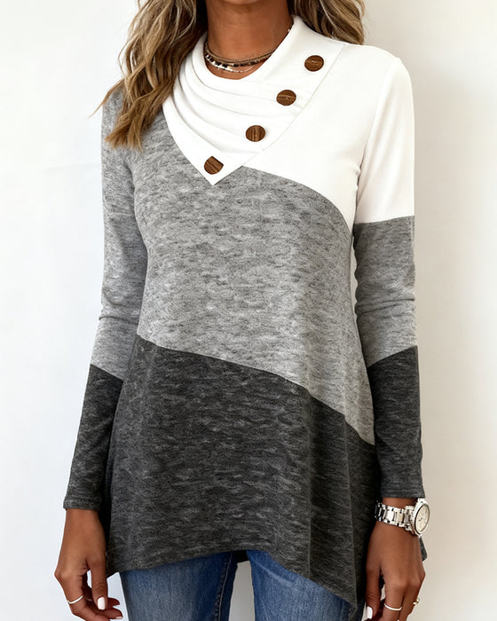 Modig Topp Med Kontrastfärg Och Lapptäcktsdetaljer