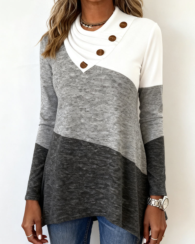 Modig Topp Med Kontrastfärg Och Lapptäcktsdetaljer