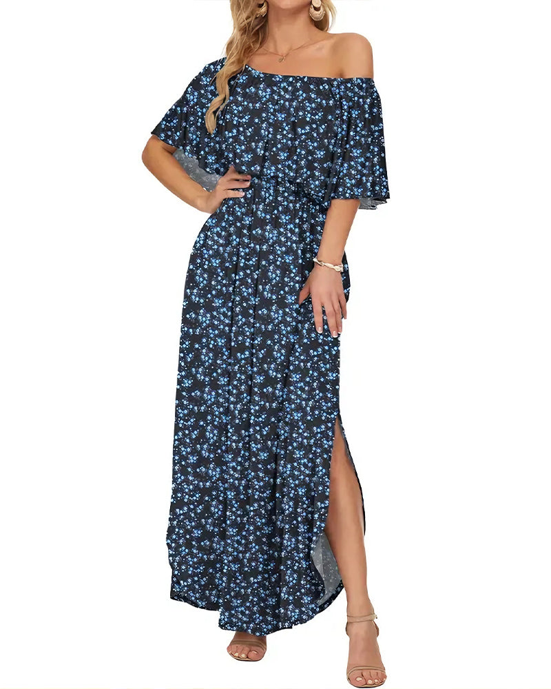 Klänning Elegant Bläcktvätt Blommig Maxi