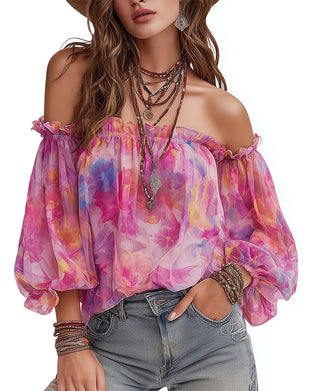 Blus Off-Shoulder Ombre Casual
