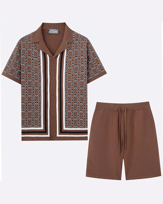 Set Kortärmad Cardigan Och Shorts Tvådelad