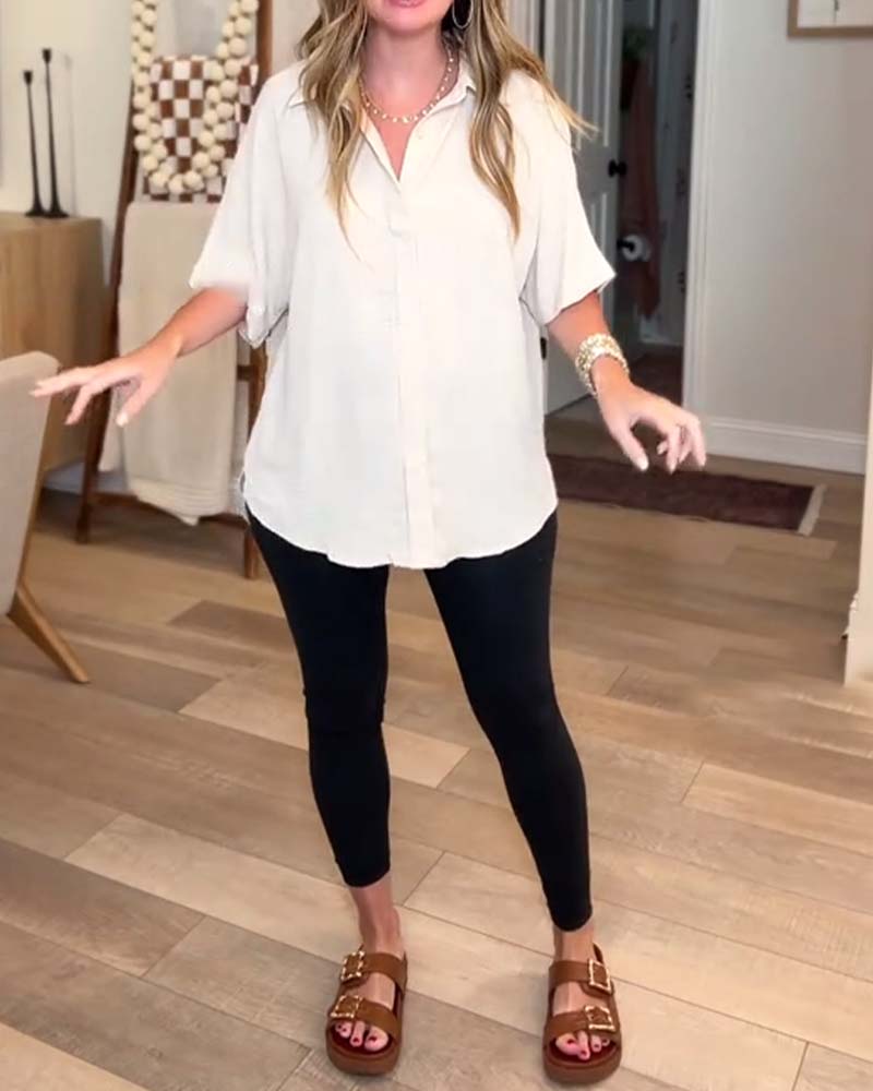 Skjorta Hel Knäpp-Ner Krage