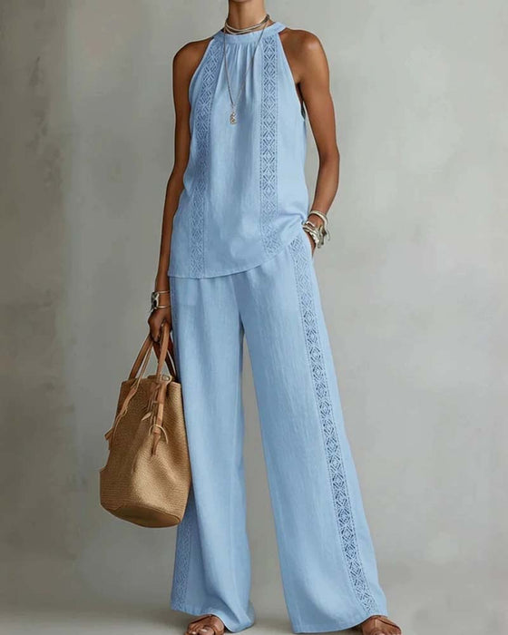 Tvådelad Set Hollow Out Halter