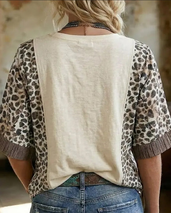 T-Shirt Leopard Lapptäcke Spets