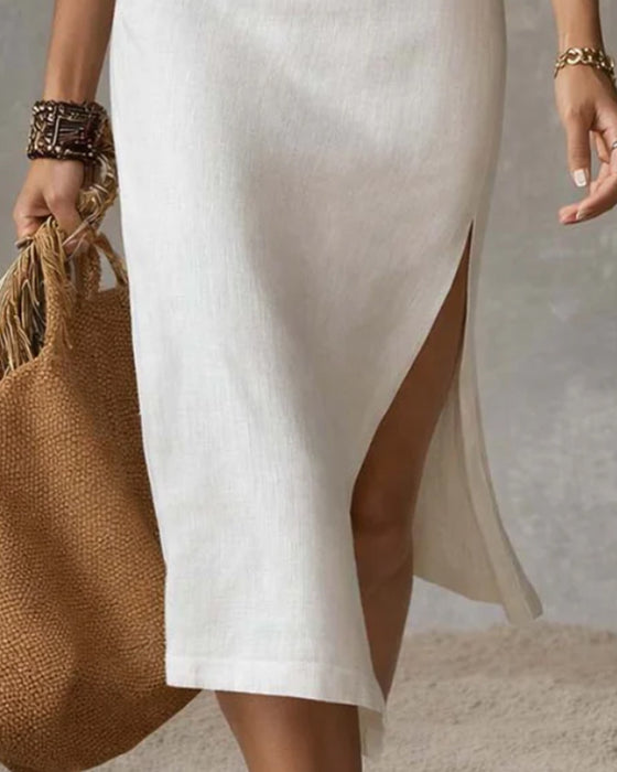 Klänning Elegant Ärmlös Slits