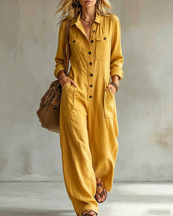Jumpsuit Enfärgad Långärmad