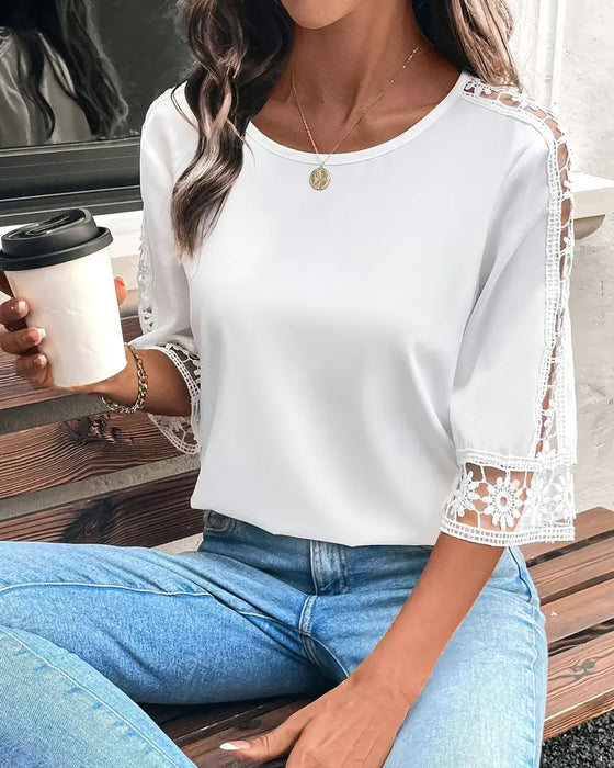 T-shirt Enfärgad Hål Hake Patchwork