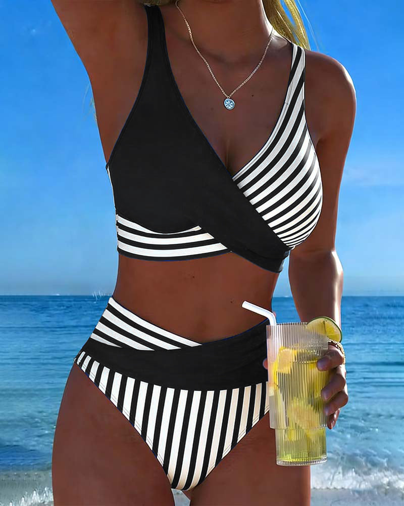 Bikini Korsrandig Tryckt