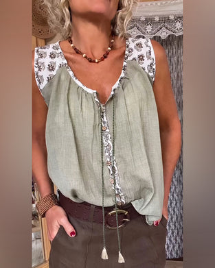 Linne Enkel Ärmlös Bomull Lin