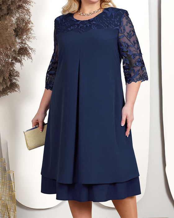 Klänning avslappnad lös broderad chiffong