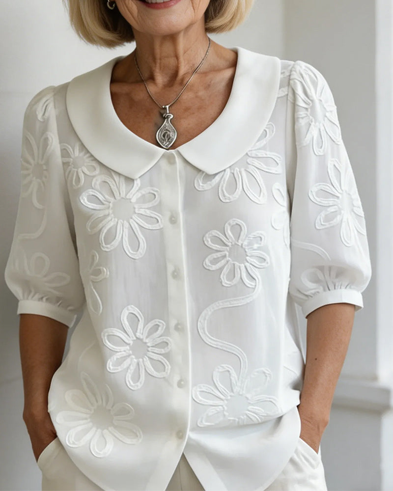 Blus Blommönster Kortärmad