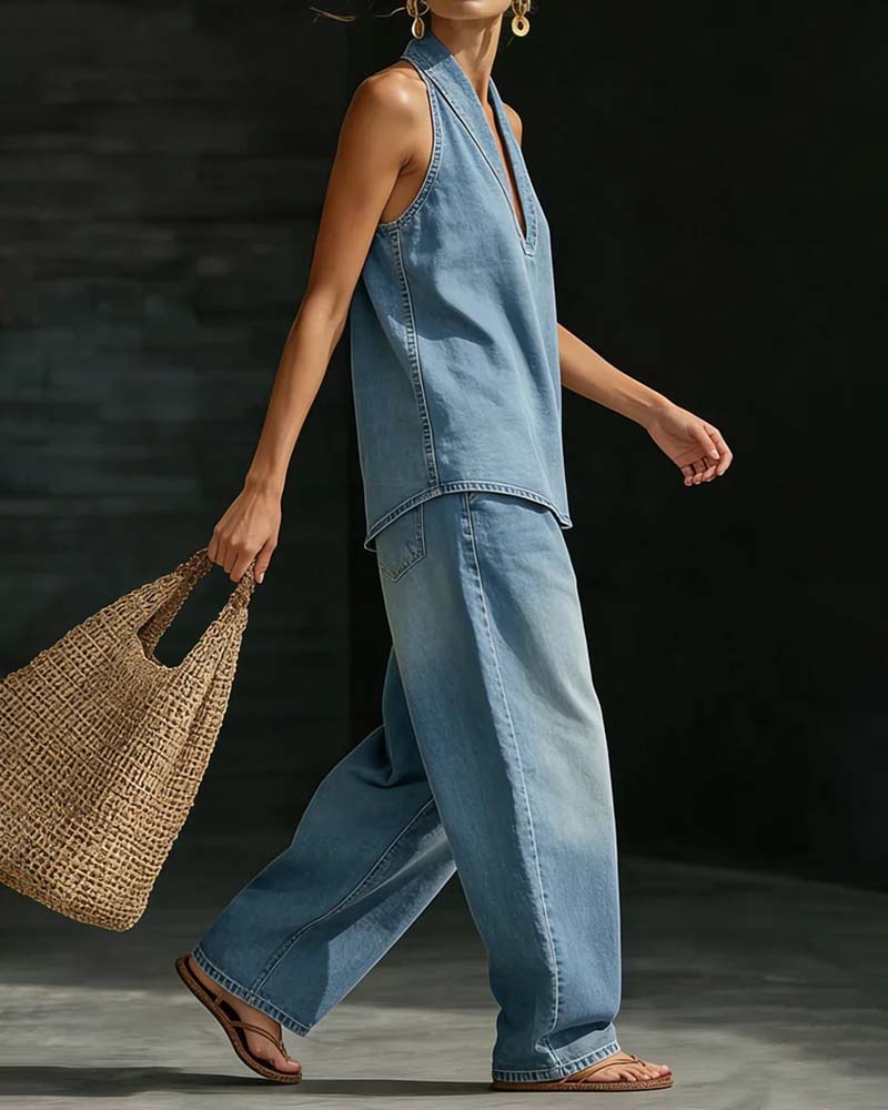 Set Mode Halterhals Denim