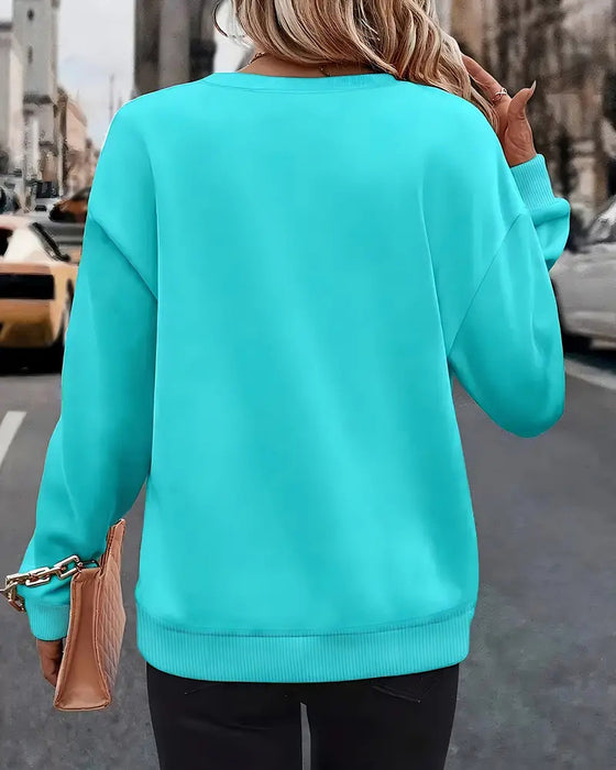 Sweatshirt Långärmad Avslappnad Med Tryck