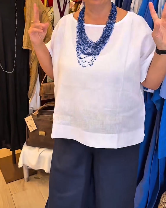 Blus Rundhalsad Solid Rak Casual