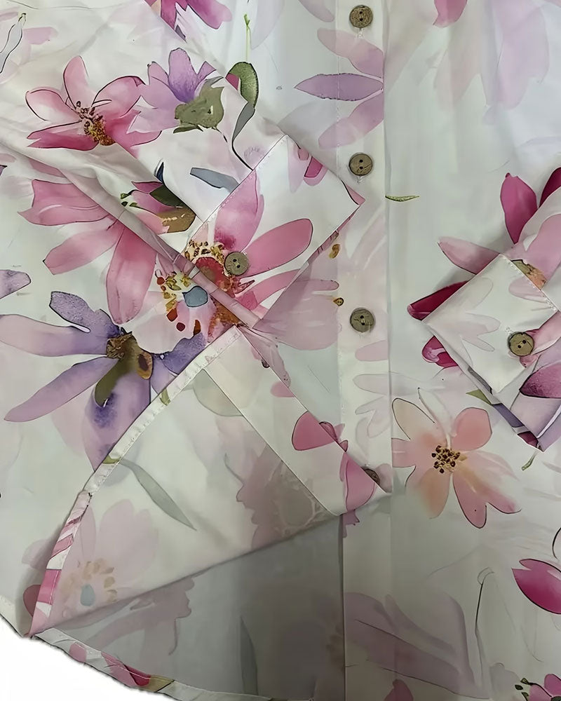 Skjorta Lång Ärm Blommigt Tryck
