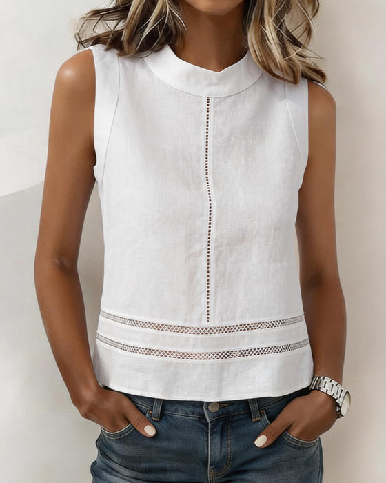 Tank Tops Ärmlös Utskärning Solid