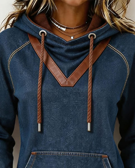 Hoodie Patchwork Lång Ärm